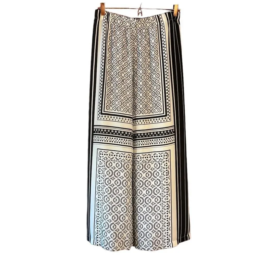 Black Label by Chico's Petite Palazzo Pants Geometric Print Size 0